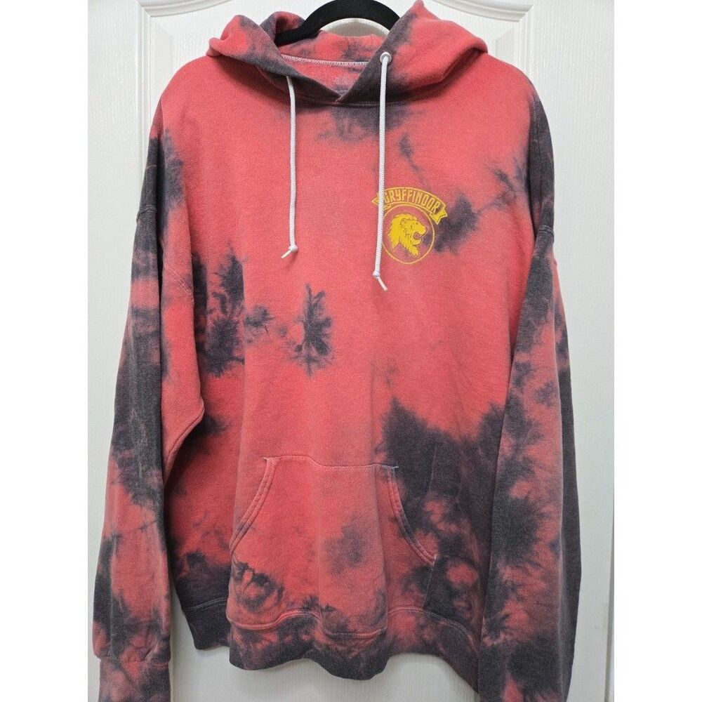 Universal Studios Wizarding Harry Potter Gryffindor Hoodie XL Tie Dye Red  Black